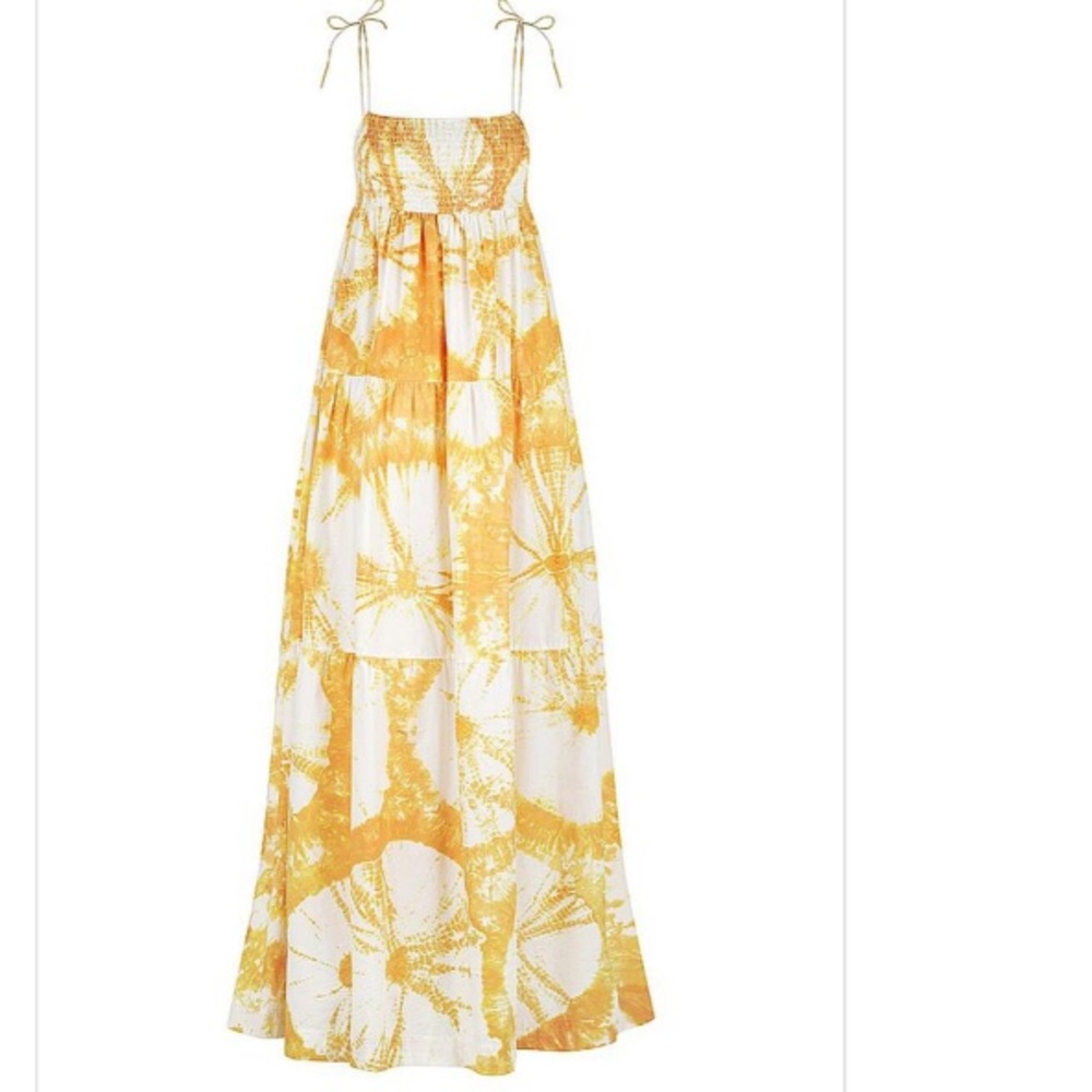SWF- SHIRRED SPAGHETTI STRAP MAXI DRESS